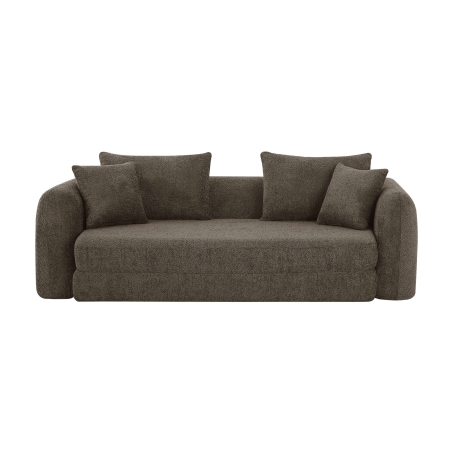 Canapé droit compressé convertible MORPHEO 3 places tissu bouclette marron