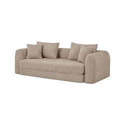 Canapé droit compressé convertible MORPHEO 3 places tissu bouclette taupe