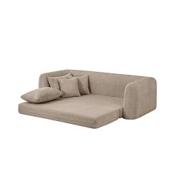 Canapé droit compressé convertible MORPHEO 3 places tissu bouclette taupe