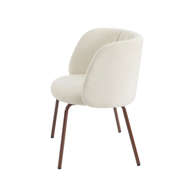 Chaise LUISA tissu chenille écru et pieds métal marron