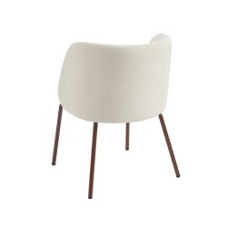 Chaise LUISA tissu chenille écru et pieds métal marron
