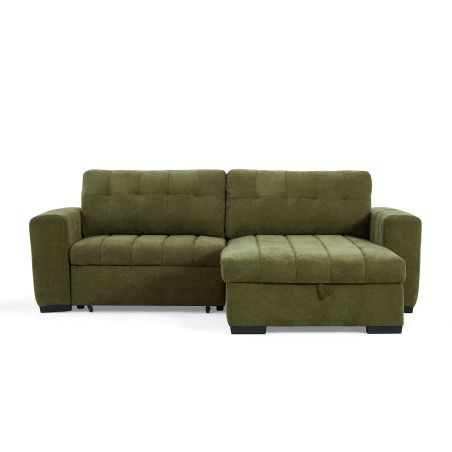 Canapé d'angle convertible réversible ARISTA 4 places tissu vert