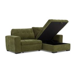 Canapé d'angle convertible réversible ARISTA 4 places tissu vert