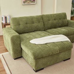 Canapé d'angle convertible réversible ARISTA 4 places tissu vert