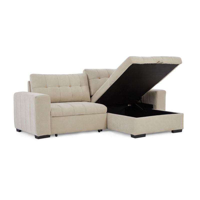 Canapé d'angle convertible réversible ARISTA 4 places tissu beige