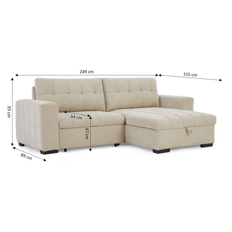 Canapé d'angle convertible réversible ARISTA 4 places tissu beige