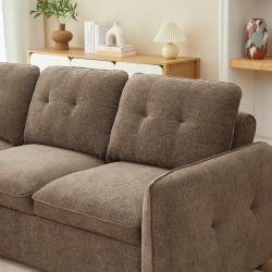 Canapé d'angle convertible et réversible IMPA 4 places tissu chenille marron