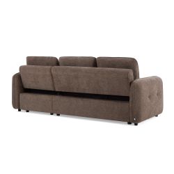 Canapé d'angle convertible et réversible IMPA 4 places tissu chenille marron
