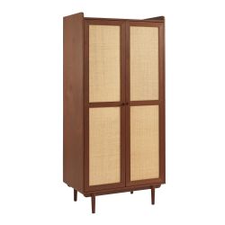 Armoire LEON noyer et cannage 2 portes h190cm