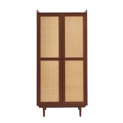 Armoire LEON noyer et cannage 2 portes h190cm
