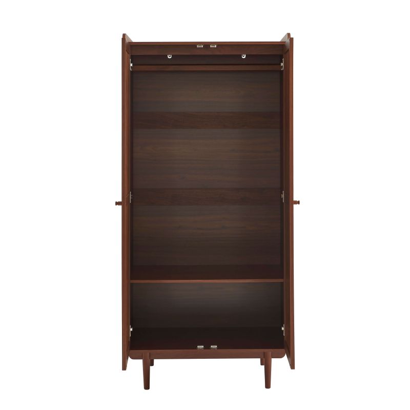 Armoire LEON noyer et cannage 2 portes h190cm