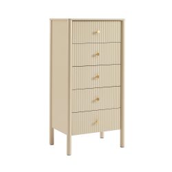Chiffonnier CLEO laqué 5 tiroirs beige 55cm