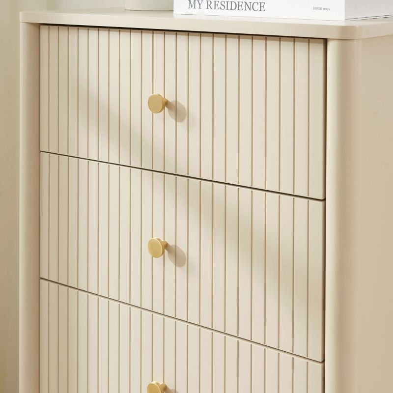 Chiffonnier CLEO laqué 5 tiroirs beige 55cm