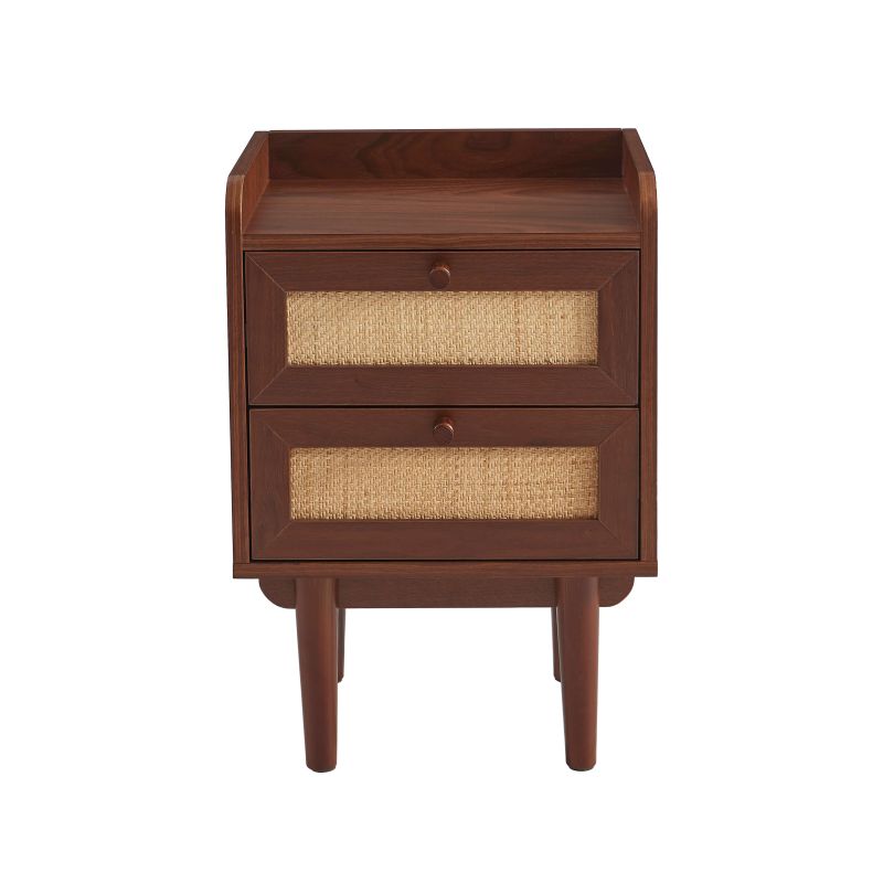 Table de chevet LEON noyer et cannage