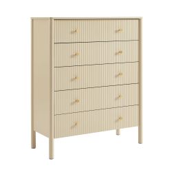 Commode CLEO laqué beige 5 tiroirs 90cm