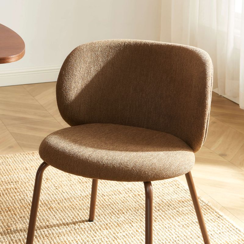 Lot de 2 chaises SERENA tissu chenille marron et pieds métal marron