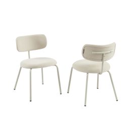 Lot de 2 chaises PANTONE tissu et pieds métal beige sable