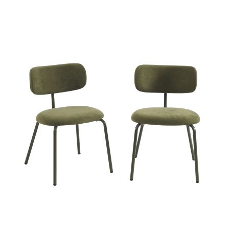 Lot de 2 chaises PANTONE tissu et pieds métal vert olive