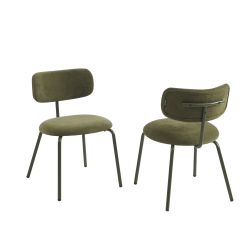 Lot de 2 chaises PANTONE tissu et pieds métal vert olive