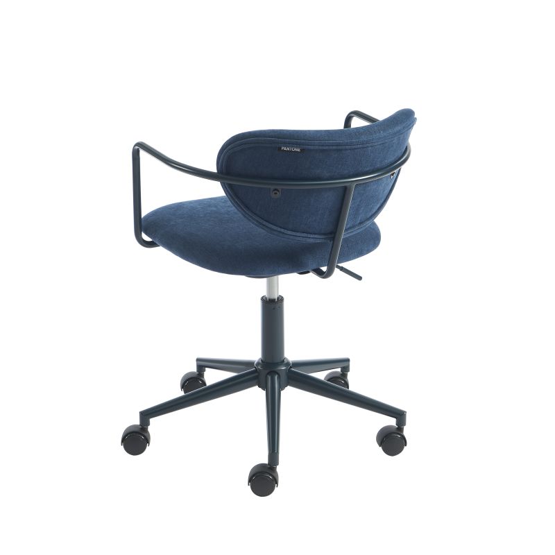 Chaise de bureau PANTONE tissu bleu nuit avec roulettes
