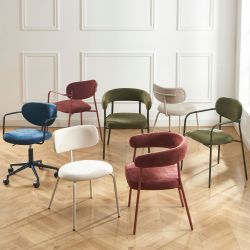 Lot de 2 chaises PANTONE tissu et pieds métal taupe