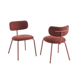 Lot de 2 chaises PANTONE tissu et pieds métal terracotta