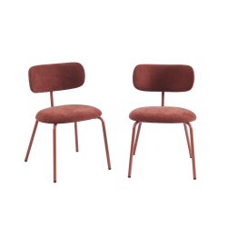 Lot de 2 chaises PANTONE tissu et pieds métal terracotta