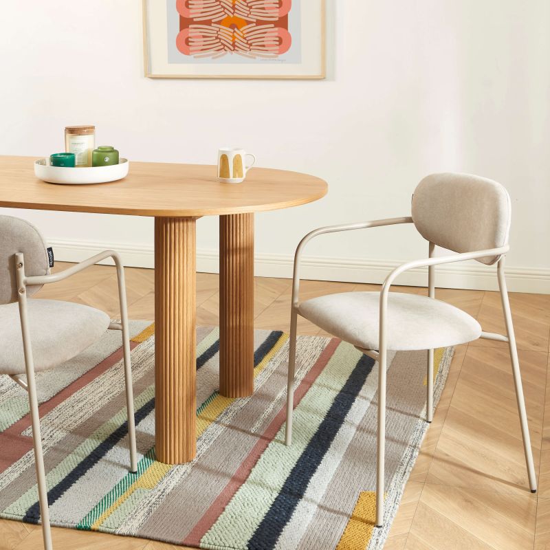 Lot de 2 chaises PANTONE tissu et pieds métal taupe