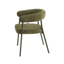 Lot de 2 chaises PANTONE tissu et pieds métal vert olive