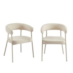 Lot de 2 chaises PANTONE tissu et pieds métal beige sable