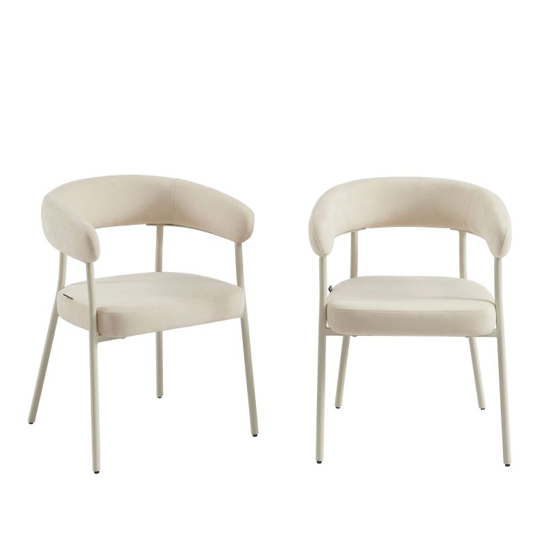 Lot de 2 chaises PANTONE tissu et pieds métal beige sable