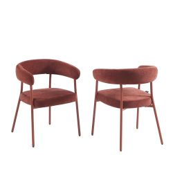 Lot de 2 chaises PANTONE tissu et pieds métal terracotta