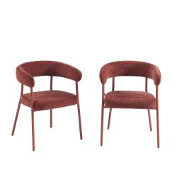 Lot de 2 chaises PANTONE tissu et pieds métal terracotta