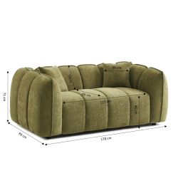 Canapé MATILDA 2 places tissu chenille vert
