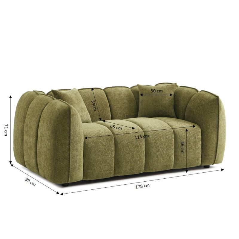 Canapé MATILDA 2 places tissu chenille vert