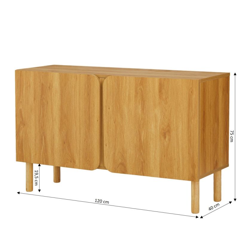 Buffet BRAGA effet chêne 2 portes 120cm