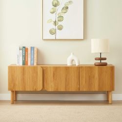 Meuble TV BRAGA effet chêne 3 portes 150cm