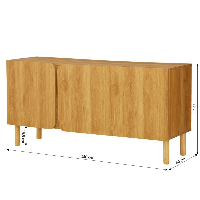 Buffet BRAGA effet chêne 3 portes 150cm