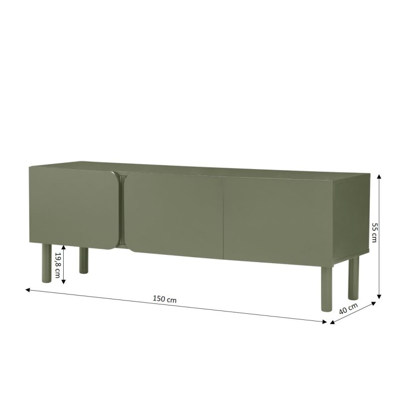 Meuble TV BRAGA vert 3 portes 150cm