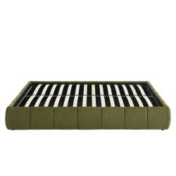 Lit coffre LAVINIA tissu chenille vert 160x200 sommier inclus