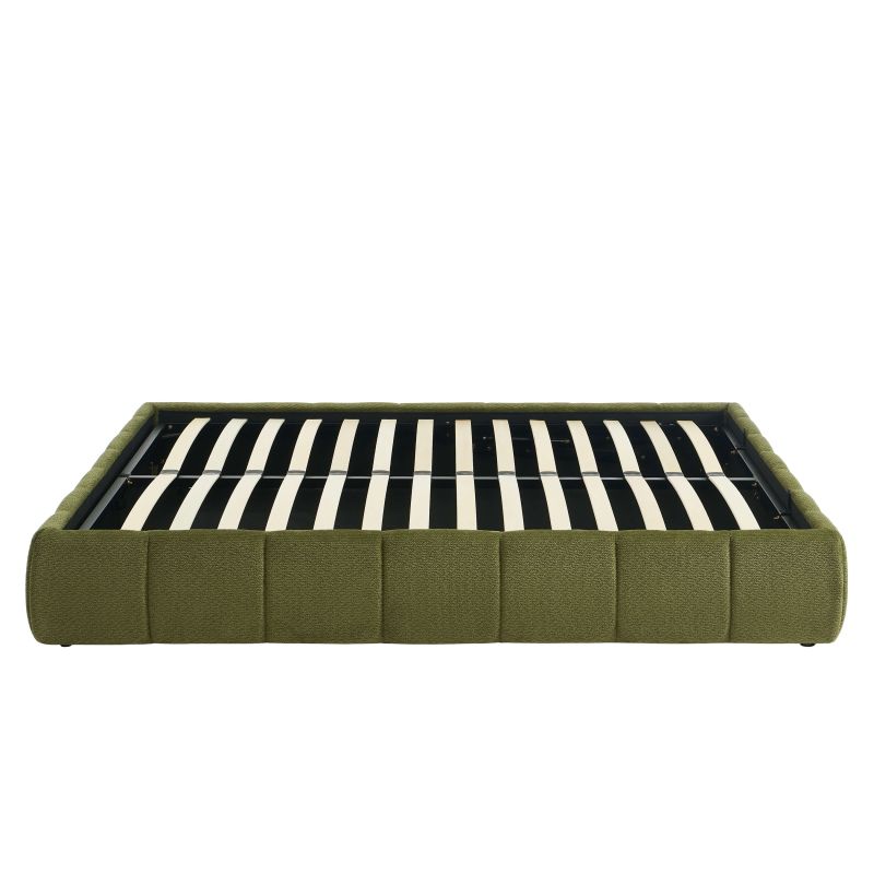 Lit coffre LAVINIA tissu chenille vert 160x200 sommier inclus