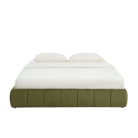 Lit coffre LAVINIA tissu chenille vert 180x200 sommier inclus
