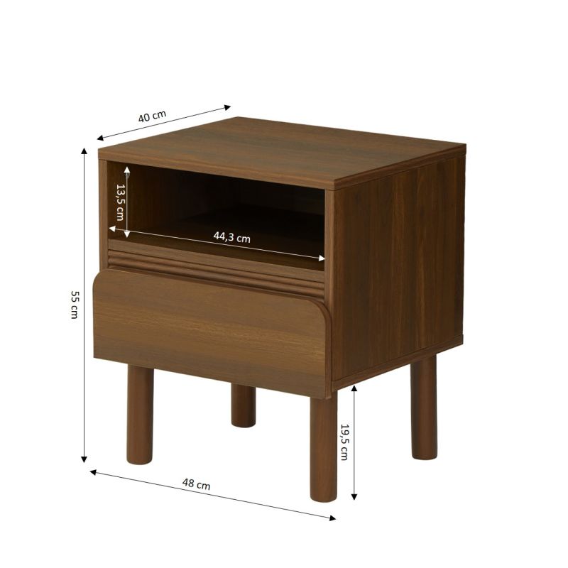Table de chevet ORO effet noyer 1 tiroir