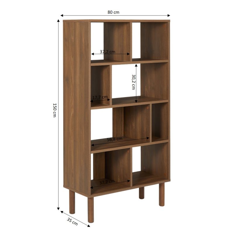 Bibliothèque EVORA effet noyer 80x150cm