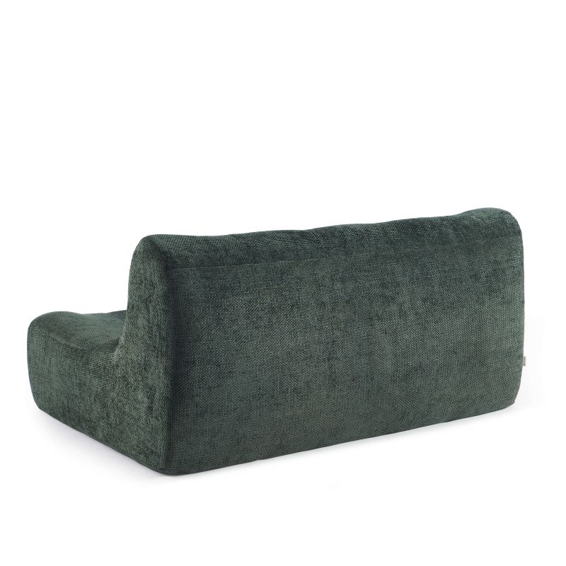 Ensemble banquette et chauffeuse JANIS modulable 3 places tissu chenille vert