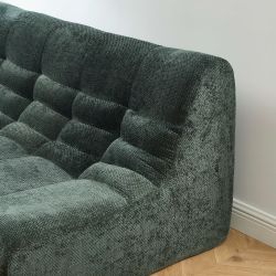 Ensemble banquette et chauffeuse JANIS modulable 3 places tissu chenille vert