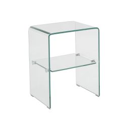 Lot de 2 tables de chevet GINZA verre trempé transparent