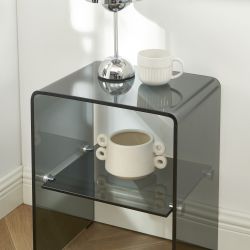 Lot de 2 tables de chevet GINZA verre trempé noir