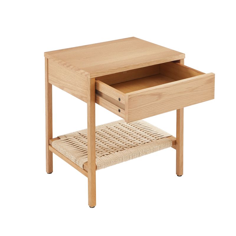 Lot de 2 tables de chevet GINKO placage chêne et corde