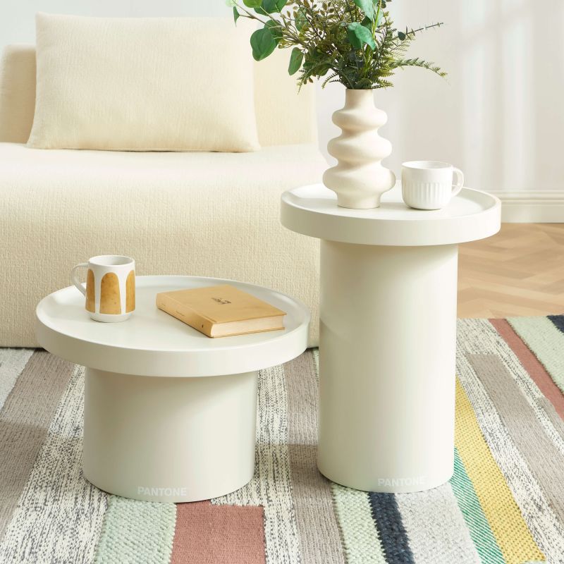 Table d'appoint PANTONE finition laquée mate beige sable 40cm